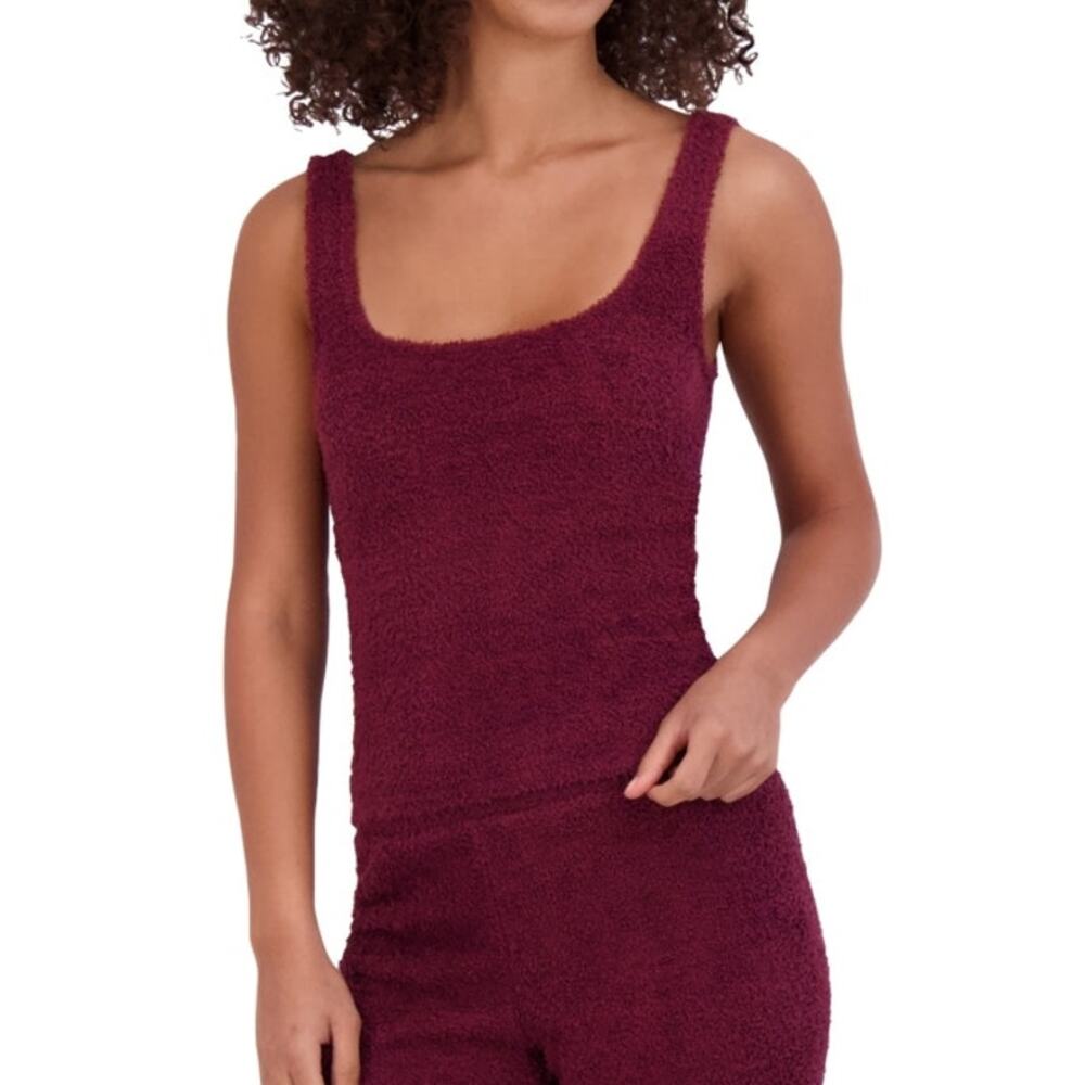 Steve Madden Women's Scoop-Neck Chenille Sleep Tank Top wine medium